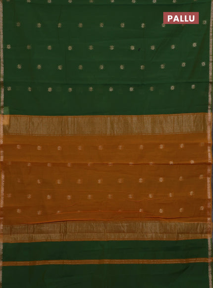 Green & Mustard Yellow Semi Maheshwari Cotton - Buttas