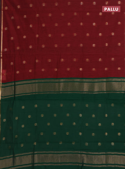 Maroon & Green Semi Maheshwari Cotton - Buttas