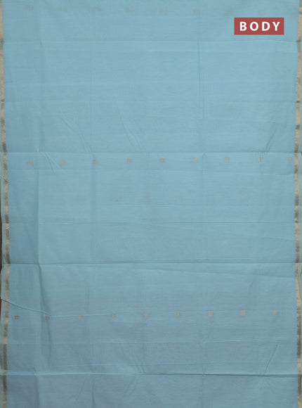 Sky Blue & Maroon Semi Maheshwari Cotton - Buttas