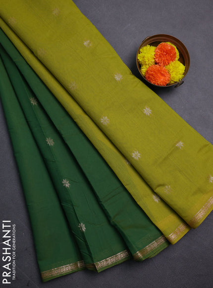 Green & Lime Green Semi Maheshwari Cotton - Buttas