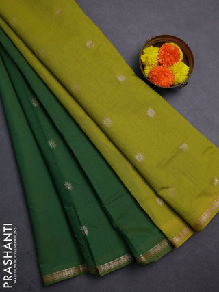 Green & Lime Green Semi Maheshwari Cotton - Buttas