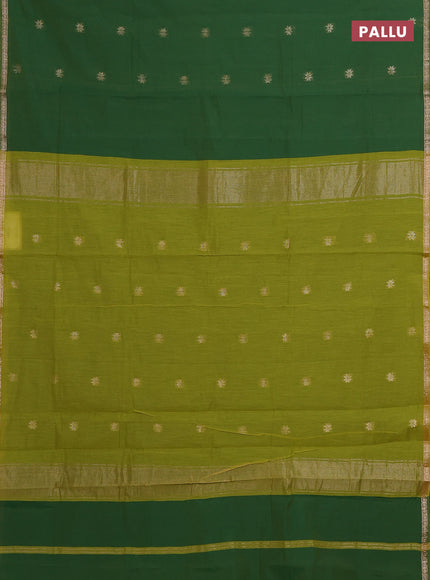 Green & Lime Green Semi Maheshwari Cotton - Buttas