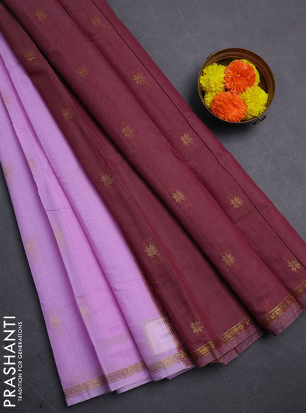 Lavender & Maroon Semi Maheshwari Cotton - Buttas