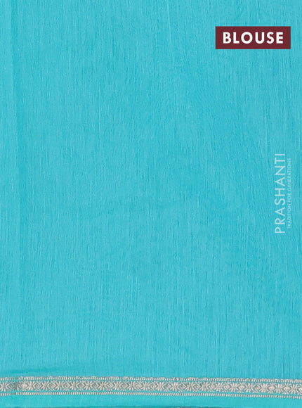 Green & Teal Blue Semi Maheshwari Cotton - Buttas