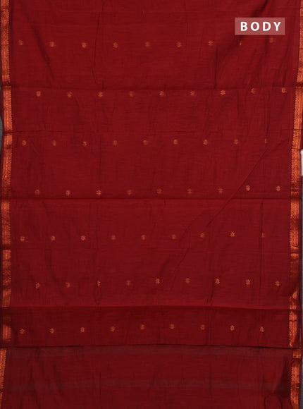Maroon & Teal Green Semi Maheshwari Cotton - Buttas