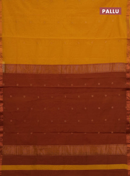 Yellow & Brown Semi Maheshwari Cotton - Buttas