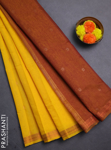 Yellow & Brown Semi Maheshwari Cotton - Buttas