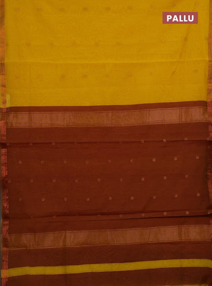 Yellow & Brown Semi Maheshwari Cotton - Buttas