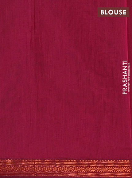 Green & Magenta Pink Semi Maheshwari Cotton - Buttas