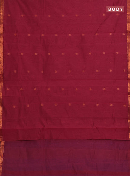 Maroon & Cs Blue Semi Maheshwari Cotton - Buttas