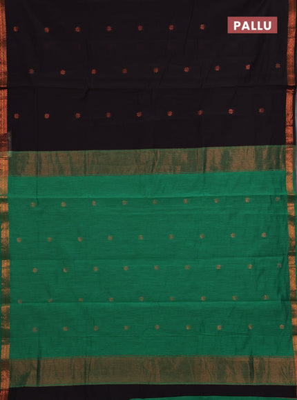 Black & Green Semi Maheshwari Cotton - Buttas