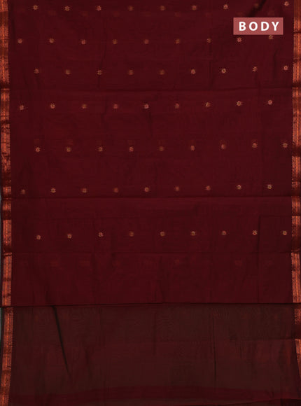 Maroon & Green Semi Maheshwari Cotton - Buttas
