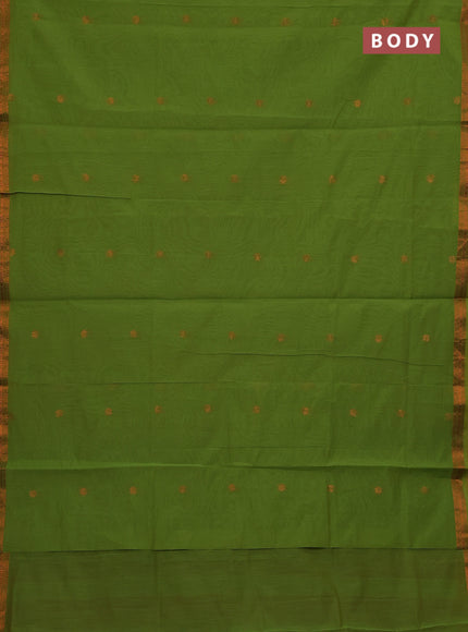 Green & Rust Semi Maheshwari Cotton - Buttas