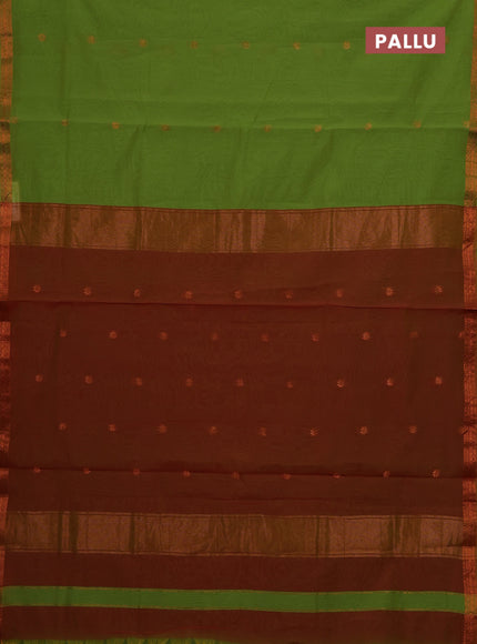 Green & Rust Semi Maheshwari Cotton - Buttas