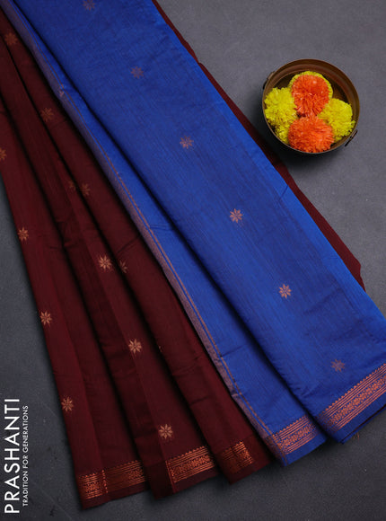 Maroon & Cs Blue Semi Maheshwari Cotton - Buttas