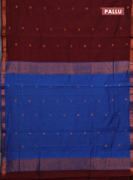 Maroon & Cs Blue Semi Maheshwari Cotton - Buttas