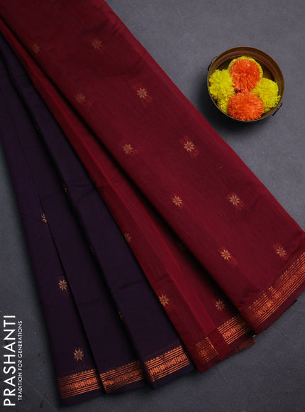 Jamun & Maroon Semi Maheshwari Cotton - Buttas