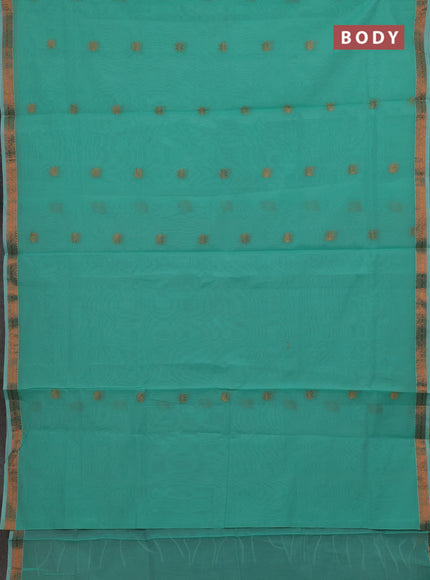 Teal Green & Pink Semi Maheshwari Cotton - Buttas
