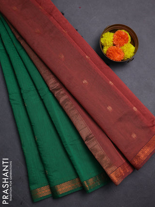 Green & Rust Semi Maheshwari Cotton - Buttas