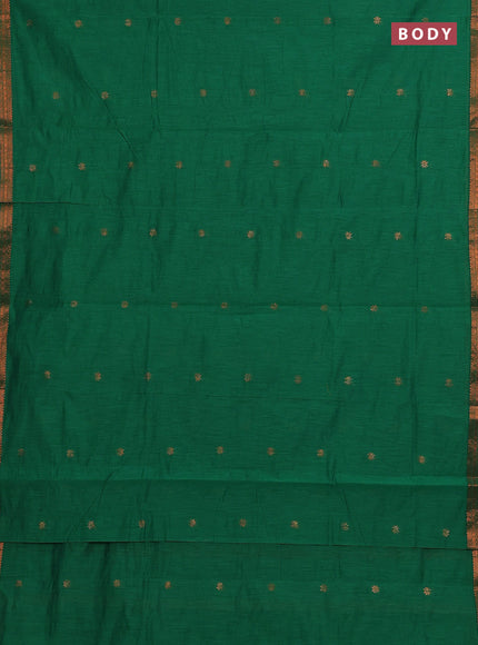 Green & Rust Semi Maheshwari Cotton - Buttas