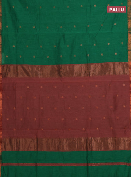 Green & Rust Semi Maheshwari Cotton - Buttas