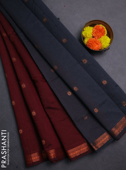 Maroon & Grey Semi Maheshwari Cotton - Buttas