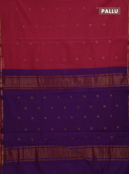 Candy Pink & Violet Semi Maheshwari Cotton - Buttas