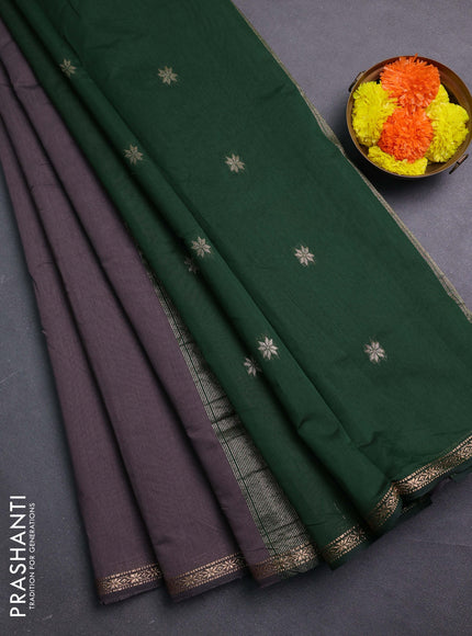Grey & Green Semi Maheshwari Cotton - Buttas