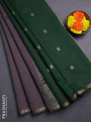 Grey & Green Semi Maheshwari Cotton - Buttas