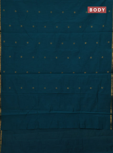 Peacock Green & Maroon Semi Maheshwari Cotton - Buttas
