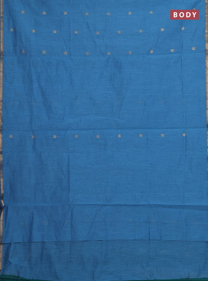 Blue & Peacock Green Semi Maheshwari Cotton - Buttas