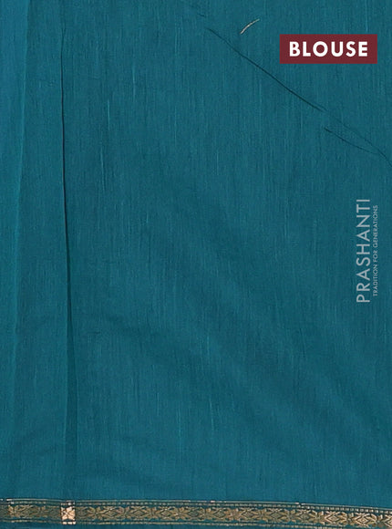 Blue & Peacock Green Semi Maheshwari Cotton - Buttas