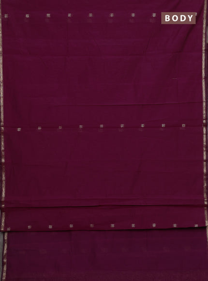 Magenta Pink & Navy Blue Semi Maheshwari Cotton - Buttas