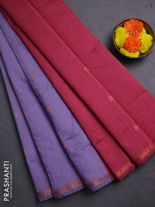 Pastel Lavender & Pink Semi Maheshwari Cotton - Buttas