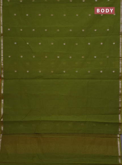 Green & Orange Semi Maheshwari Cotton - Buttas