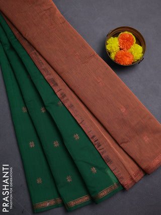 Green & Peach Semi Maheshwari Cotton - Buttas