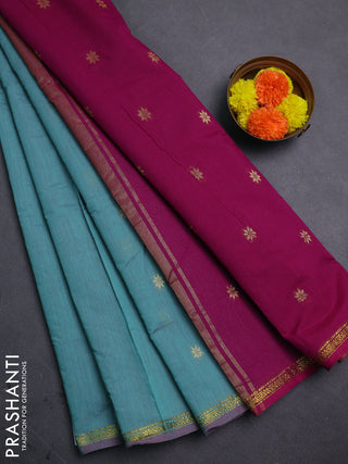 Teal & Pink Semi Maheshwari Cotton - Buttas