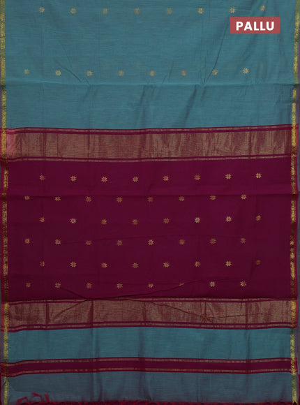Teal & Pink Semi Maheshwari Cotton - Buttas
