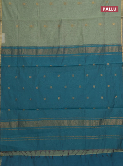 Pastel Green & Peacock Green Semi Maheshwari Cotton - Buttas
