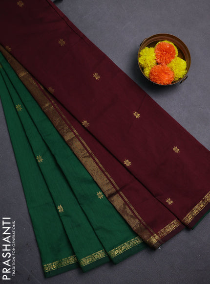 Green & Maroon Semi Maheshwari Cotton - Buttas