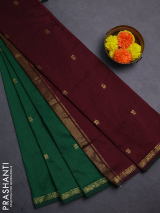 Green & Maroon Semi Maheshwari Cotton - Buttas