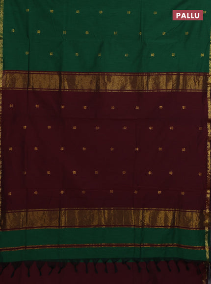 Green & Maroon Semi Maheshwari Cotton - Buttas
