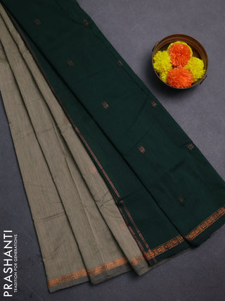 Elaichi Green & Bottle Green Semi Maheshwari Cotton - Buttas