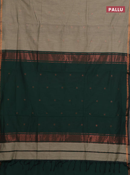 Elaichi Green & Bottle Green Semi Maheshwari Cotton - Buttas