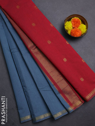 Grey & Red Semi Maheshwari Cotton - Buttas