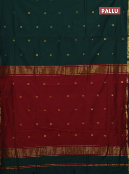 Bottle Green & Maroon Semi Maheshwari Cotton - Buttas