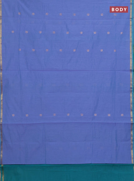 Blue & Peacock Green Semi Maheshwari Cotton - Buttas