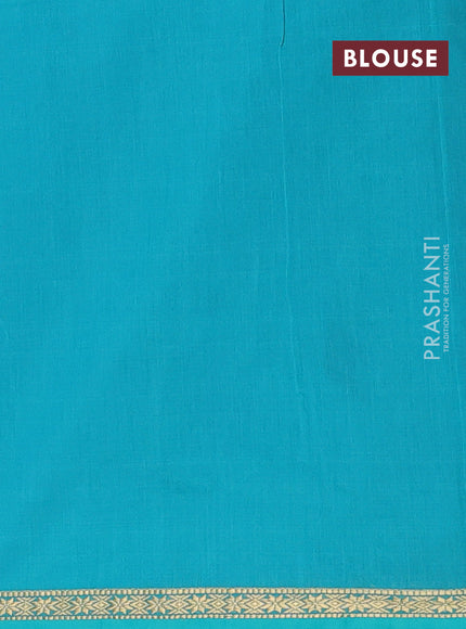 Blue & Peacock Green Semi Maheshwari Cotton - Buttas