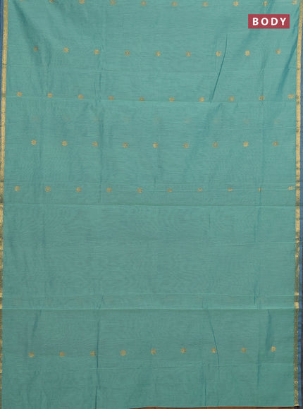Teal & Mustard Yellow Semi Maheshwari Cotton - Buttas