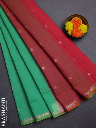 Green & Red Semi Maheshwari Cotton - Buttas